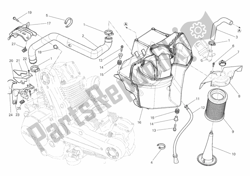 All parts for the Intake of the Ducati Monster 1100 EVO ABS 2013